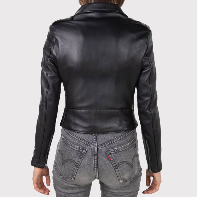 Women's Black Motorcycle Jacket - Black Jacket Women