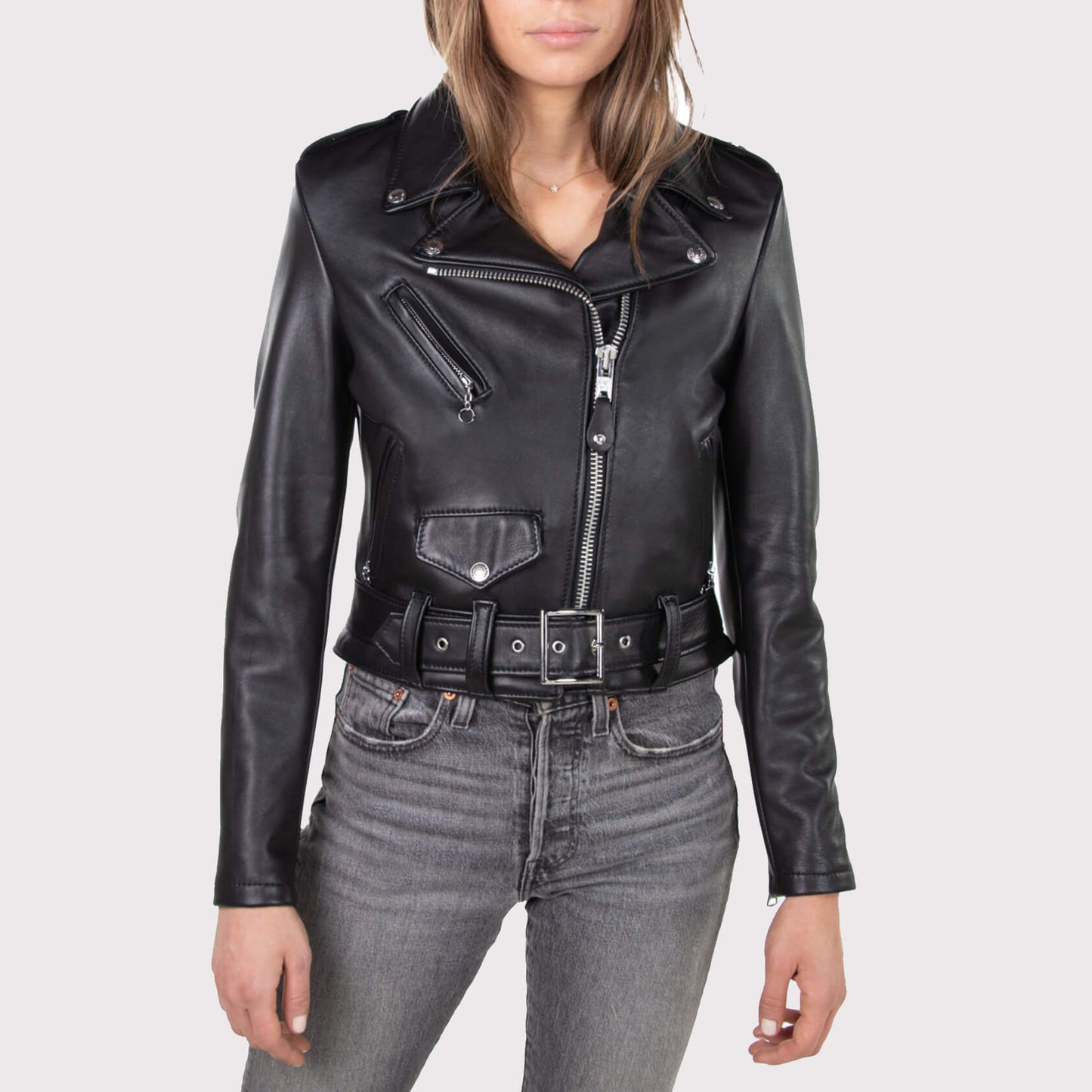 Women's Black Motorcycle Jacket - Black Jacket Women