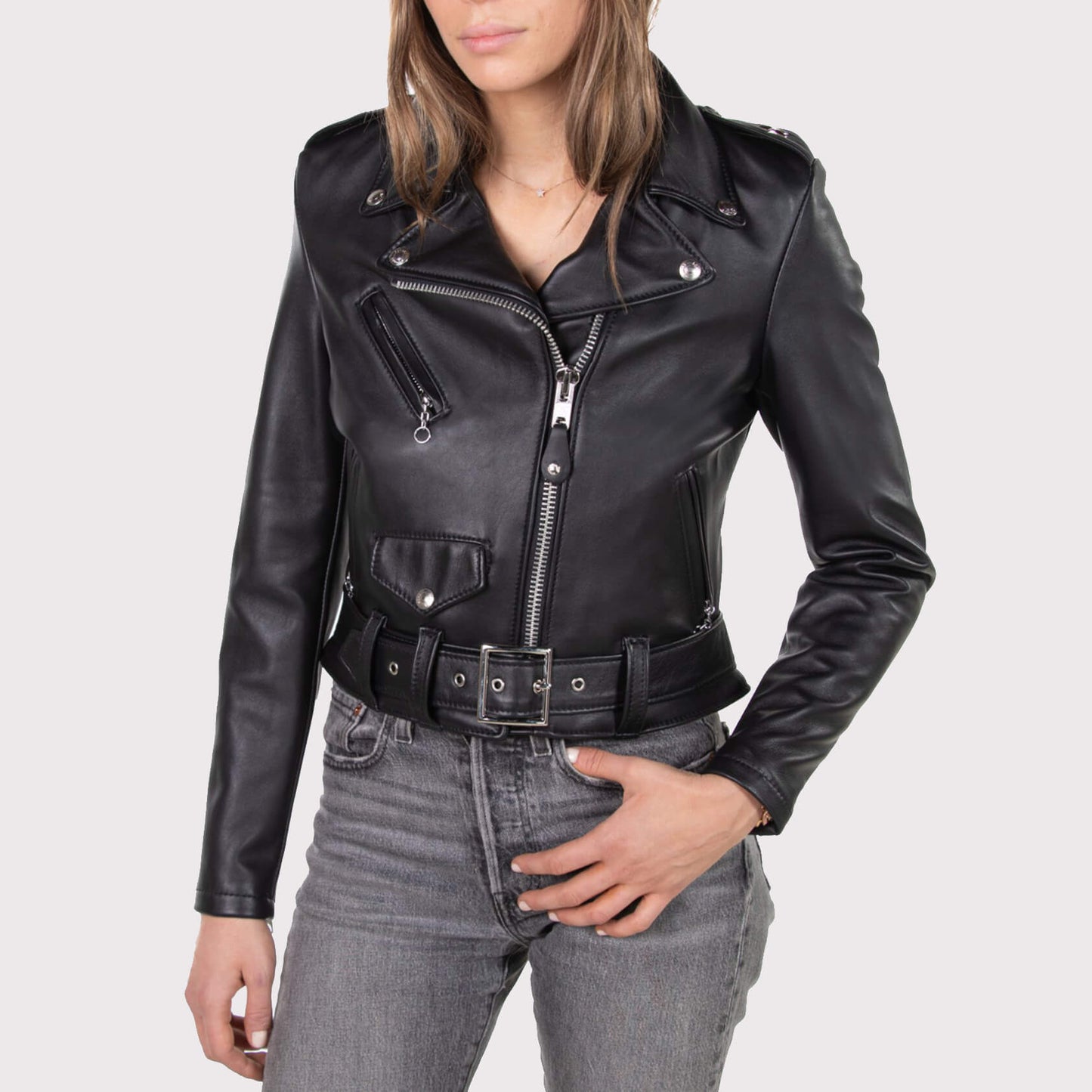 Women's Black Motorcycle Jacket - Black Jacket Women