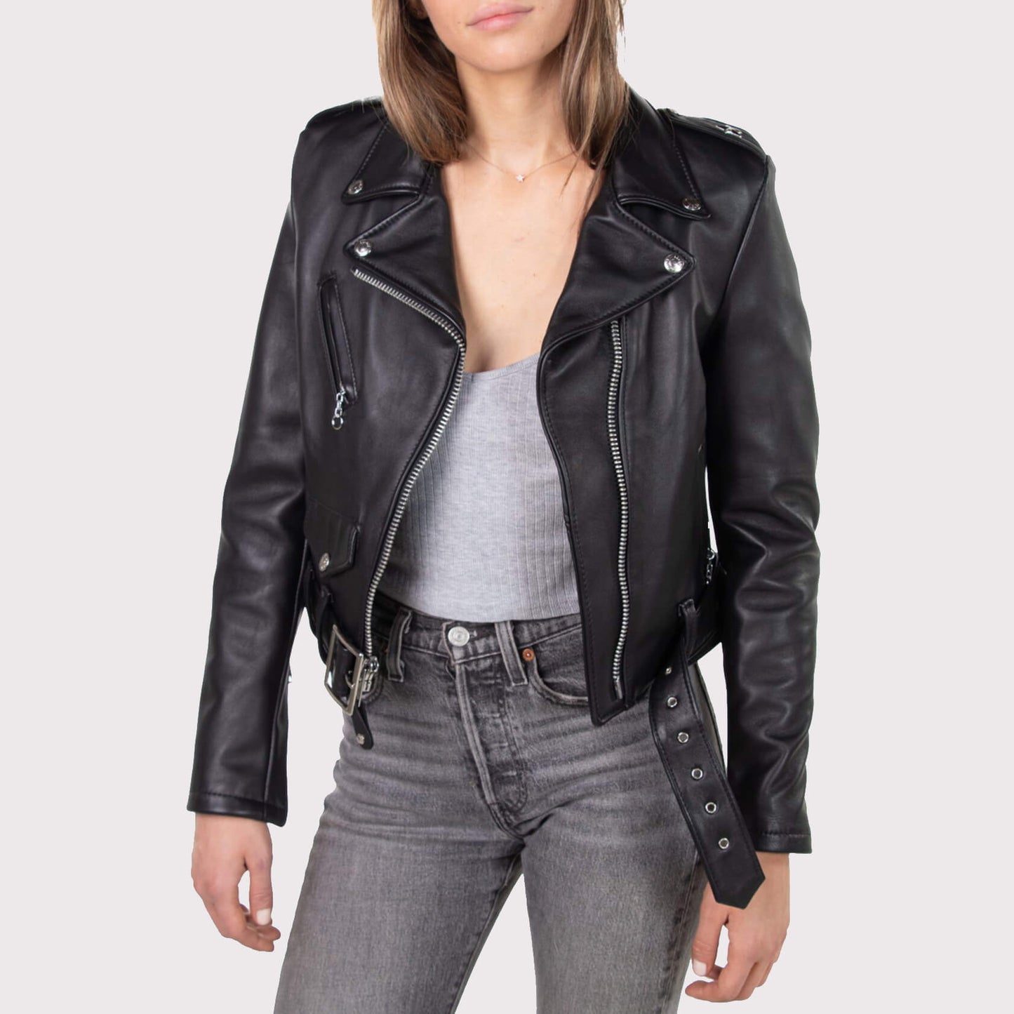 Women's Black Motorcycle Jacket - Black Jacket Women