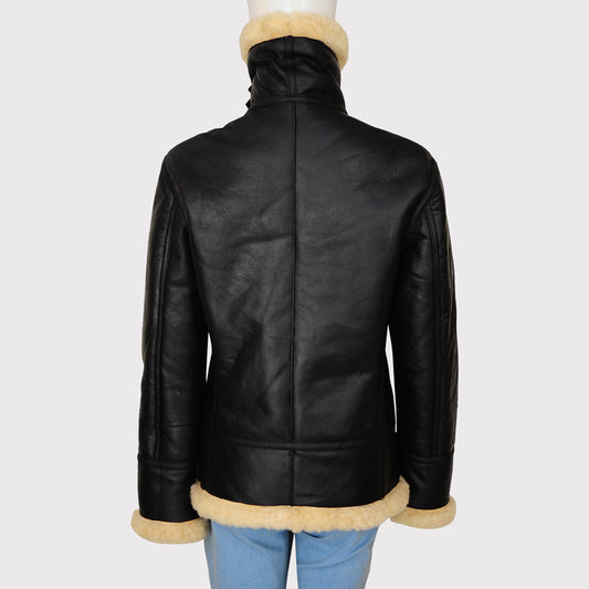 Women's Black Shearling B3 Bomber Jacket - Winter Jacket