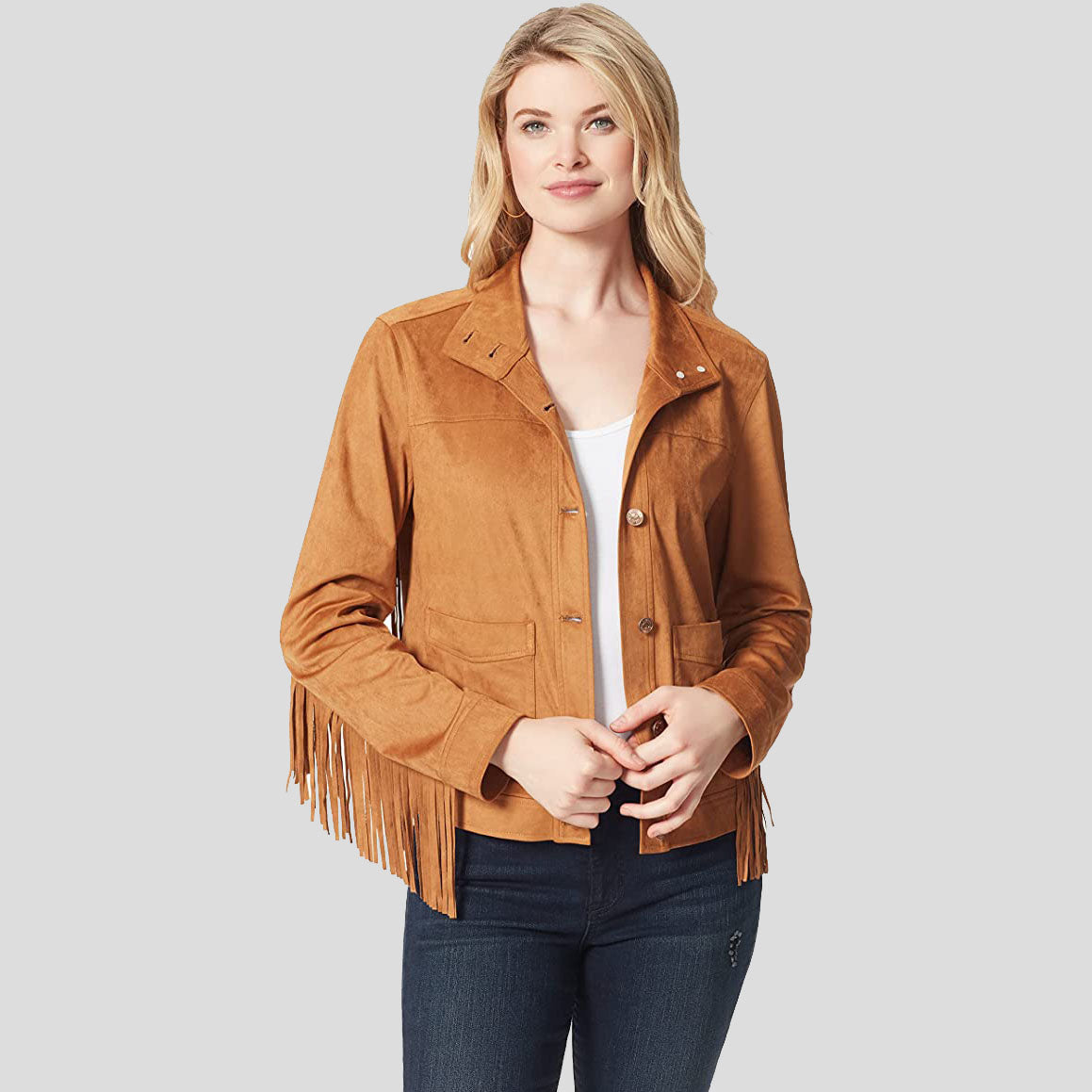 Brown Suede Fringe Jacket for Women - Leather Fringe Jacket