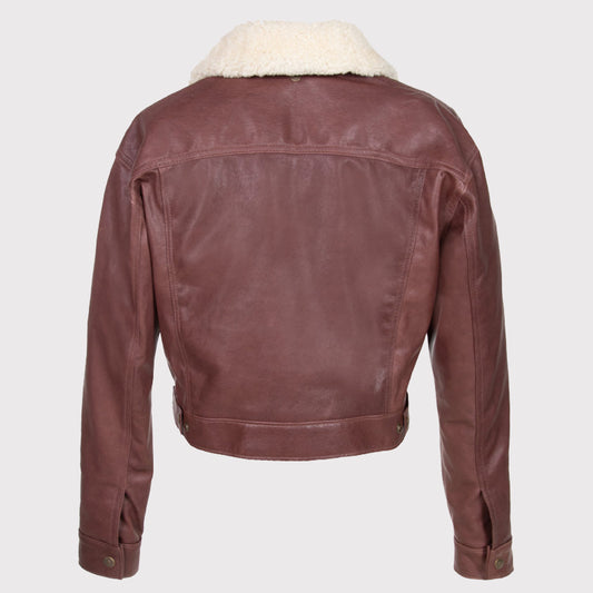 Women's Chestnut Brown Shearling Jacket - Brown Jacket