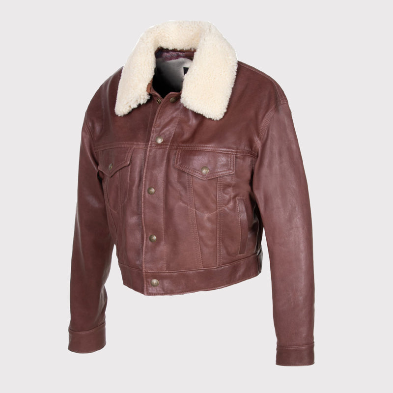 Women's Chestnut Brown Shearling Jacket - Brown Jacket