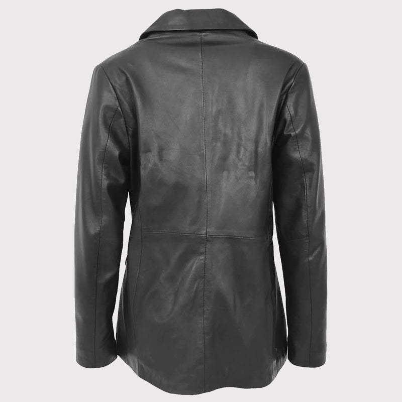 Classic Black Leather Blazer for Women