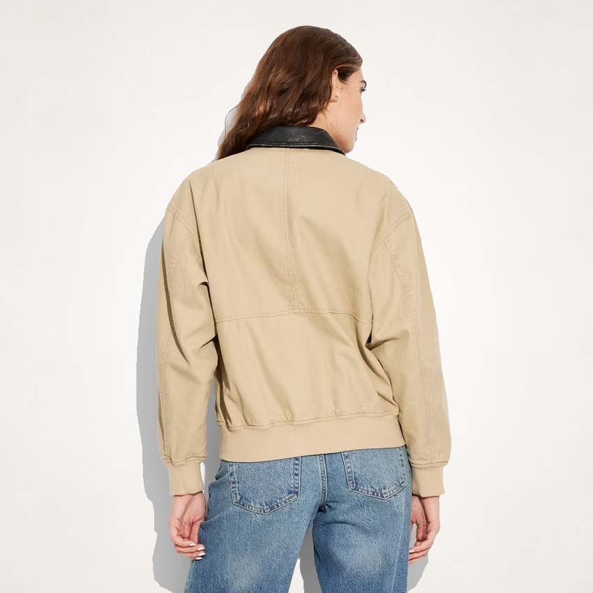 Women's Faux Leather & Canvas Bomber Jacket – Wild Fable Style