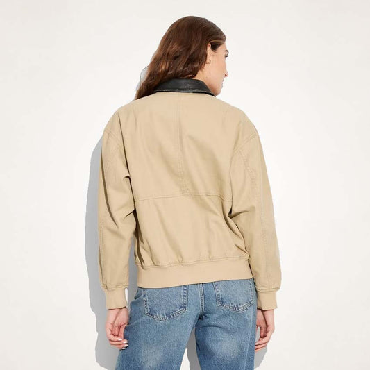 Women's Faux Leather & Canvas Bomber Jacket – Wild Fable Style
