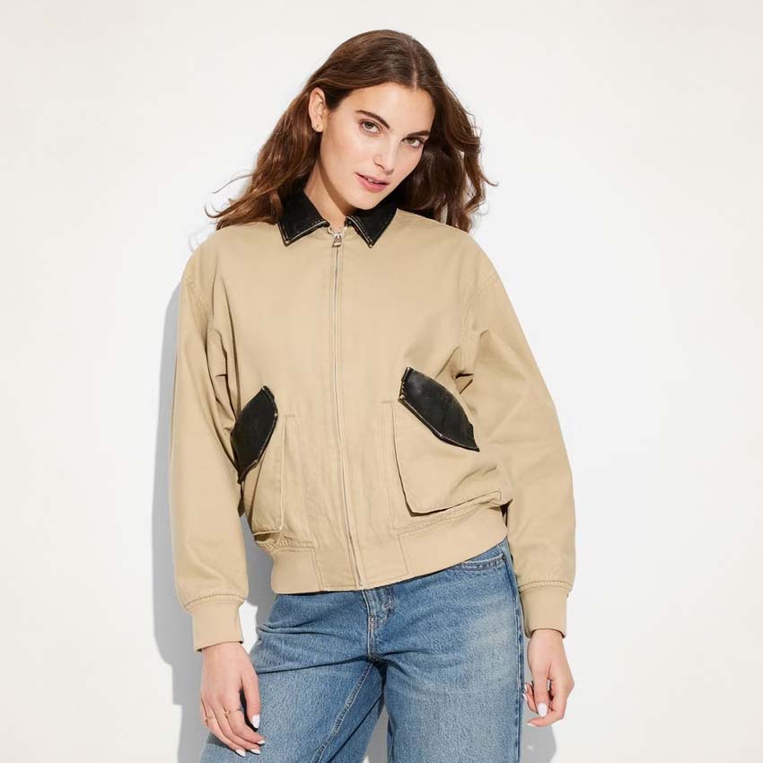 Women's Faux Leather & Canvas Bomber Jacket – Wild Fable Style