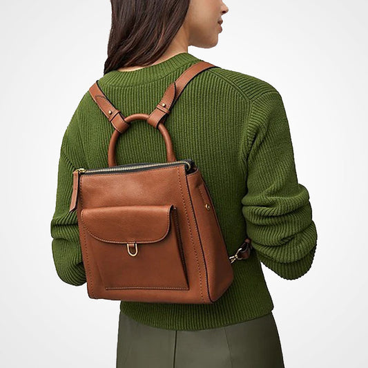 Women's Handmade Brown Leather Backpack