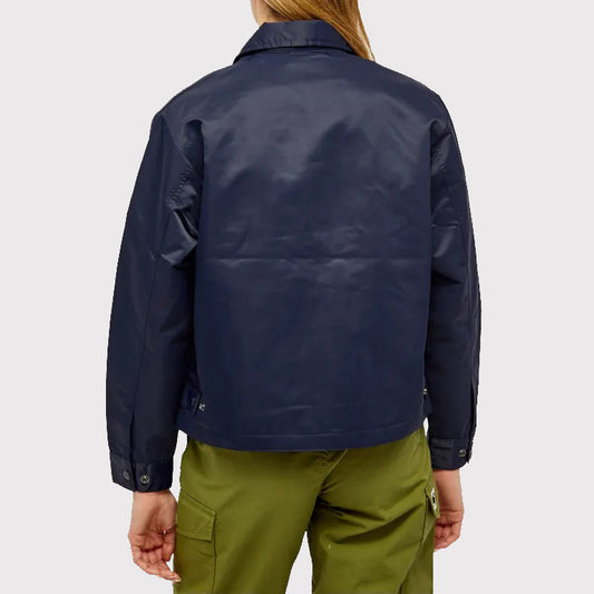 Women's Indigo Blue Leather Jacket - Blue Jacket