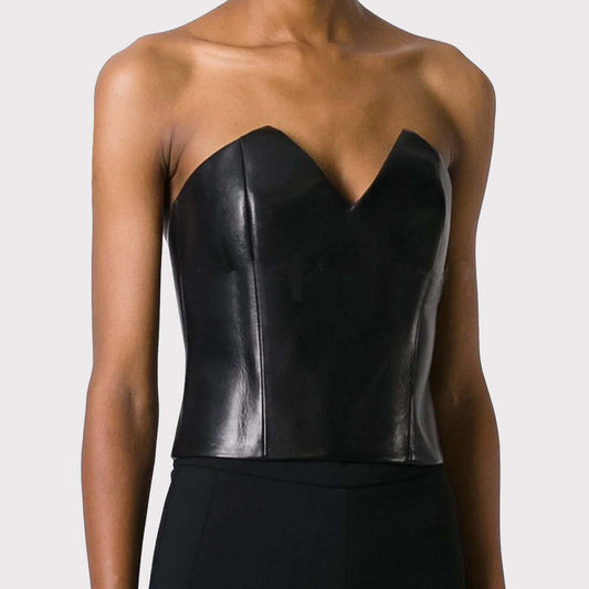 Leather Bustier Top for Women Women's Leather Bustier Top