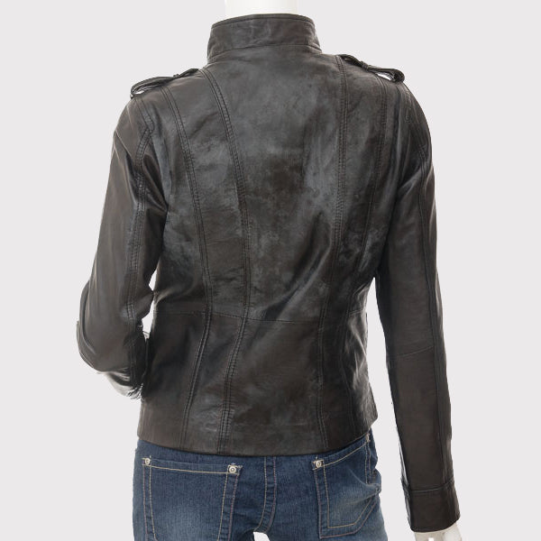 Women's Raven Black Leather Jacket