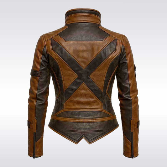 Women’s Chocolate Brown Sci Fi Sheepskin Leather Jacket