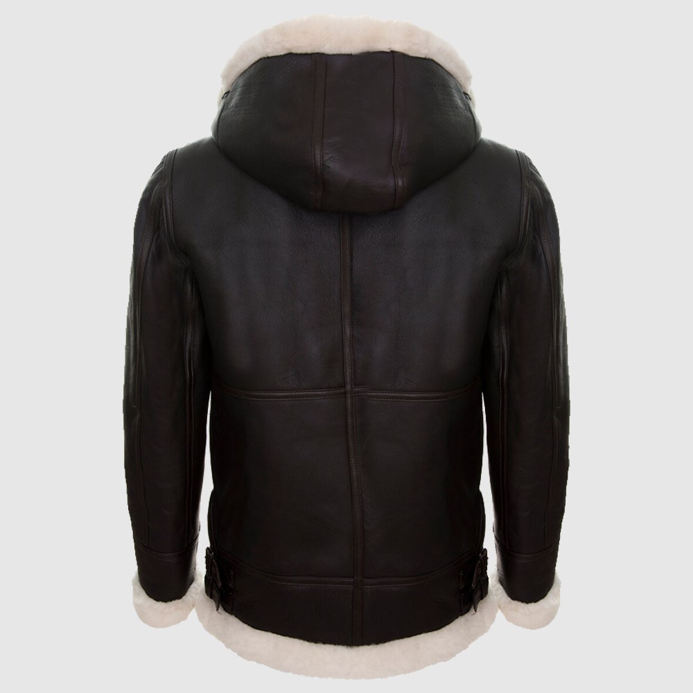 Women's Sheepskin B3 Leather Jacket with Removable Hood