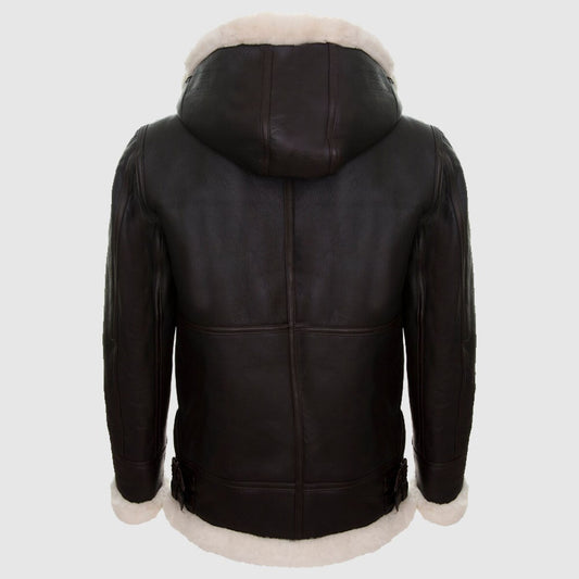 Women's Sheepskin B3 Leather Jacket with Removable Hood