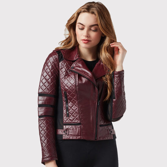 Women's Sleek Maroon Rider Leather Jacket
