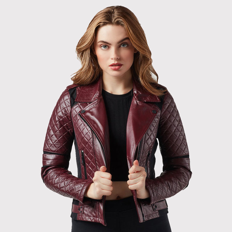 Women's Sleek Maroon Rider Leather Jacket