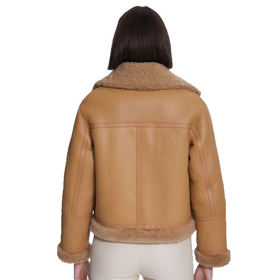 Women's Suede Shearling Jacket with Mink Curly Fur