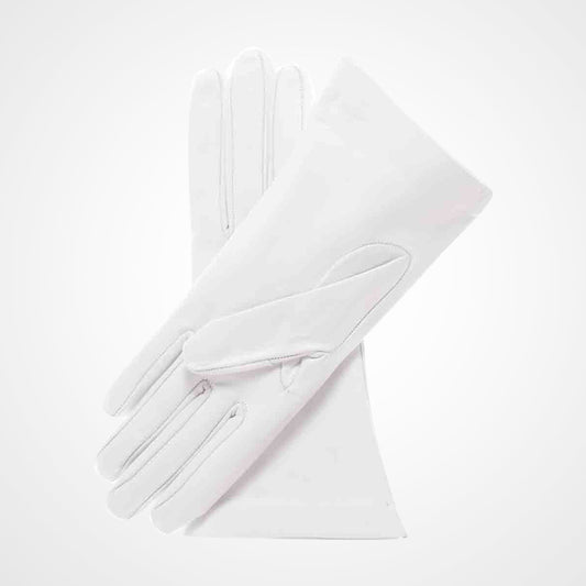Women's White Italian Leather Gloves