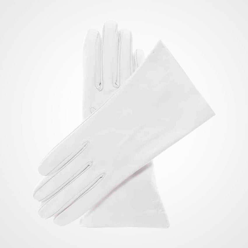 Women's White Italian Leather Gloves