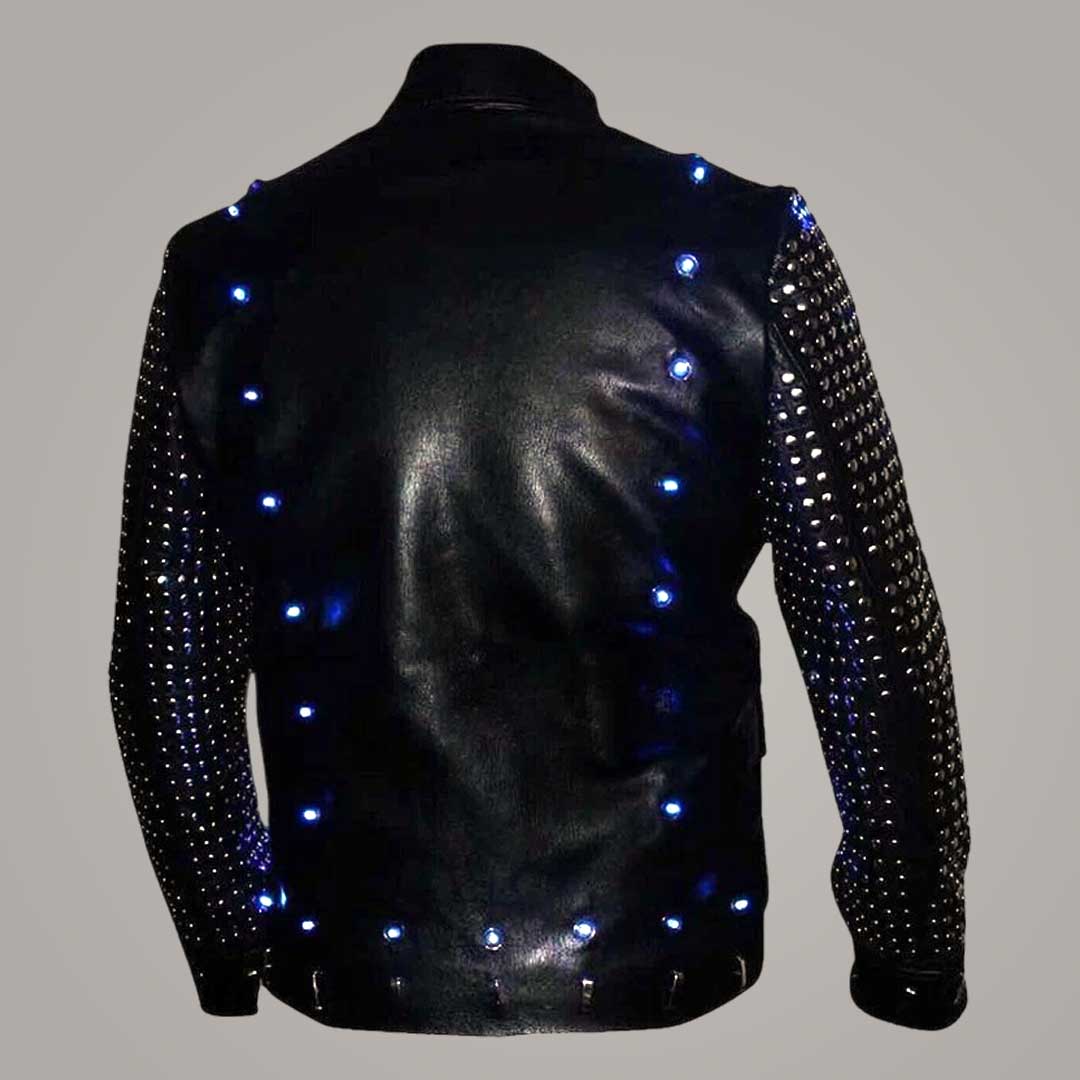 WWE Chris Jericho Light Up Y2J Leather Jacket Black Cowhide Wrestling Costume