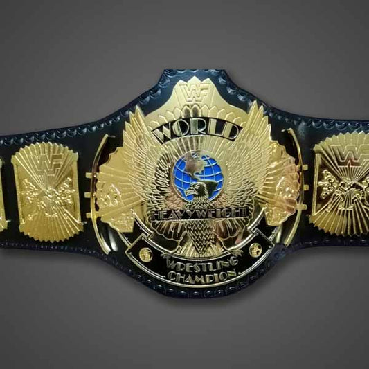 WWF Winged Eagle 24K Gold Championship Belt with Real Cowhide Leather Strap