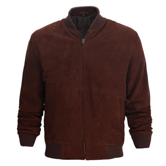 Men Dark Burgundy Suede Leather Bomber Jacket Men Dark Burgundy Suede Leather Bomber Jacket