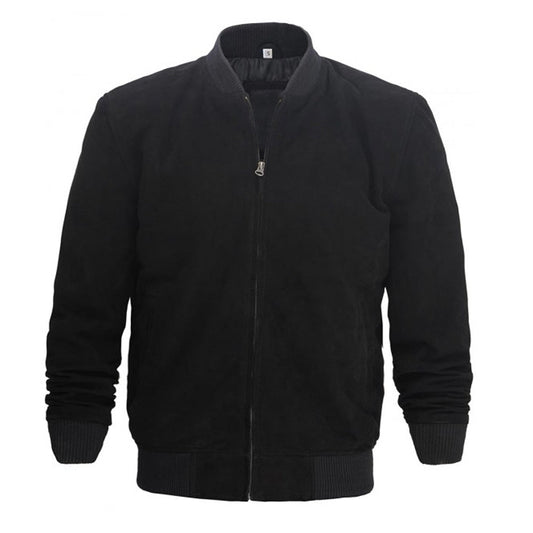 Men Black Suede Bomber Leather Jacket Men Black Suede Bomber Leather Jacket