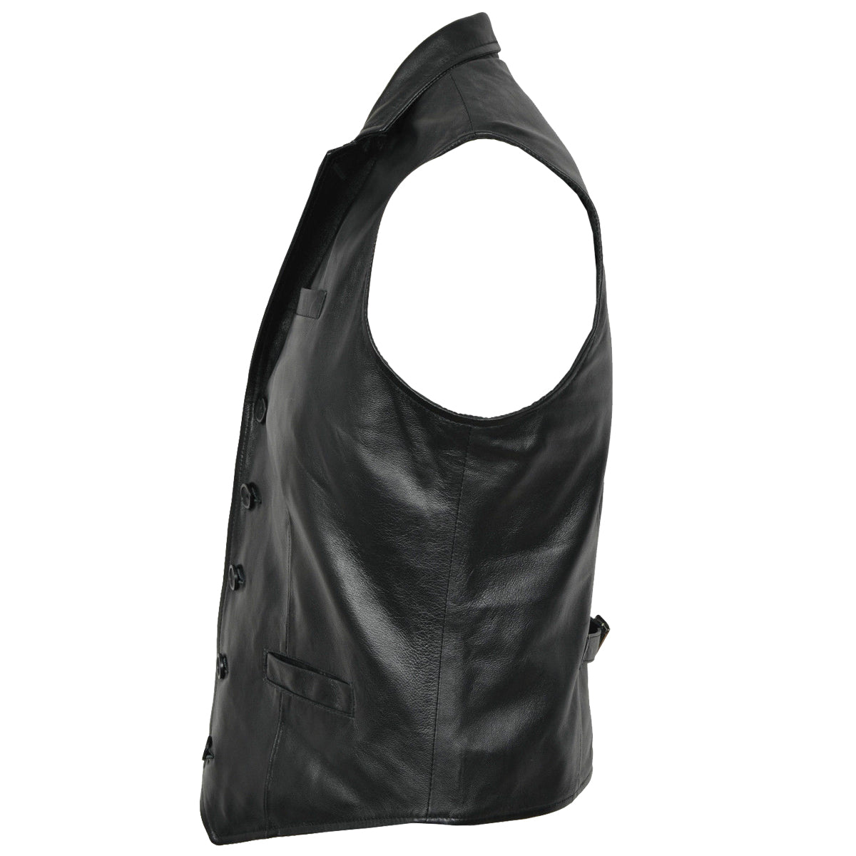 Men Party Black Premium Leather Waistcoat