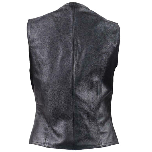 Women Side Laces Biker Leather Waistcoat