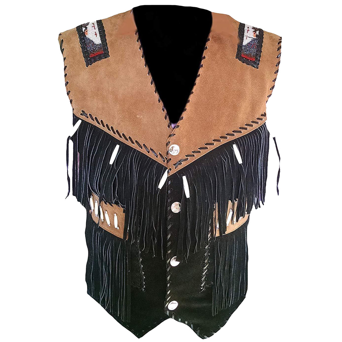 Men Western Fringes Suede Leather Vest