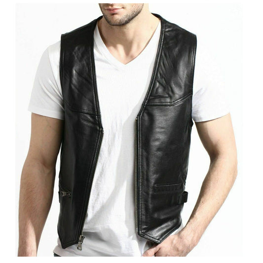 Men Motorcycle Fashion Leather Vest Men Motorcycle Fashion Leather Vest
