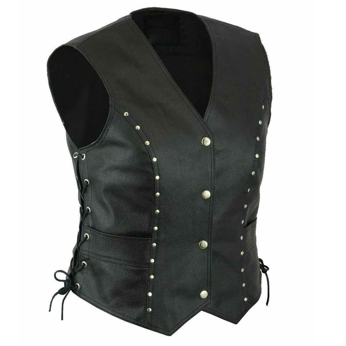 Punk Women Genuine Motorcycle Leather Vest