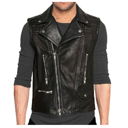 Men Classic Biker Leather Waistcoat Men Classic Biker Leather Waistcoat