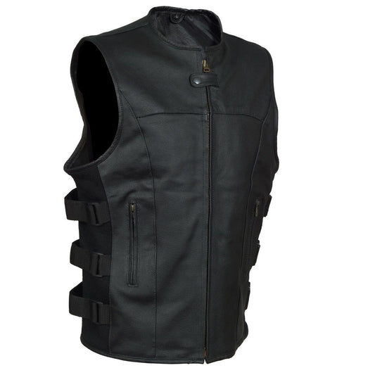 Men S.W.A.T Style Motorcycle Leather Vest Men S.W.A.T Style Motorcycle Leather Vest