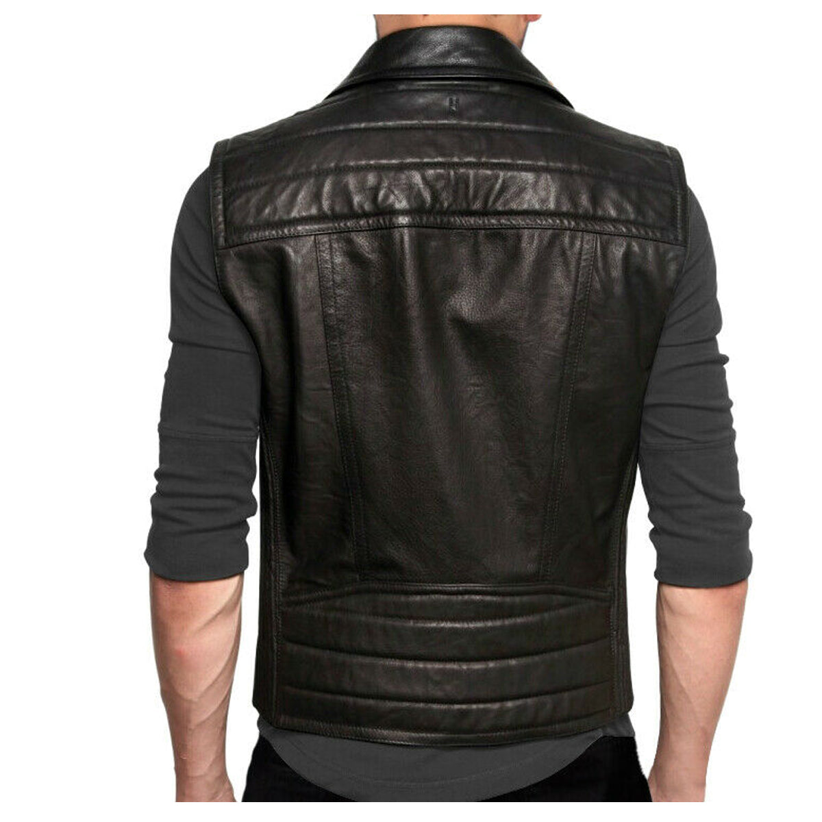 Men Classic Biker Leather Waistcoat
