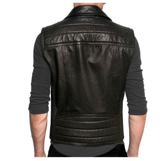 Men Classic Biker Leather Waistcoat