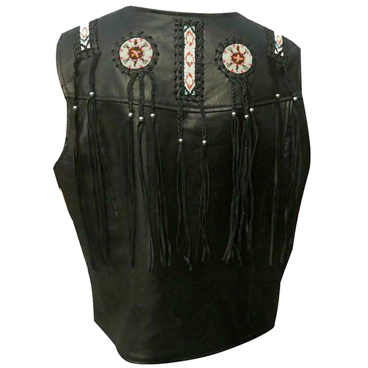 Men Native American Western Fringe Leather Vest