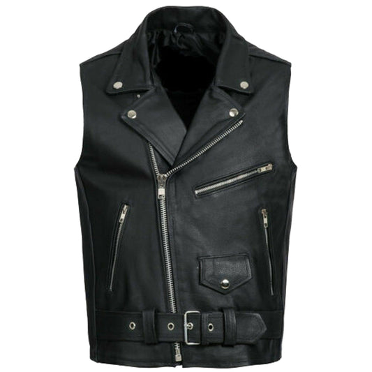 Men Classic Brando Motorcycle Leather Vest Men Classic Brando Motorcycle Leather Vest
