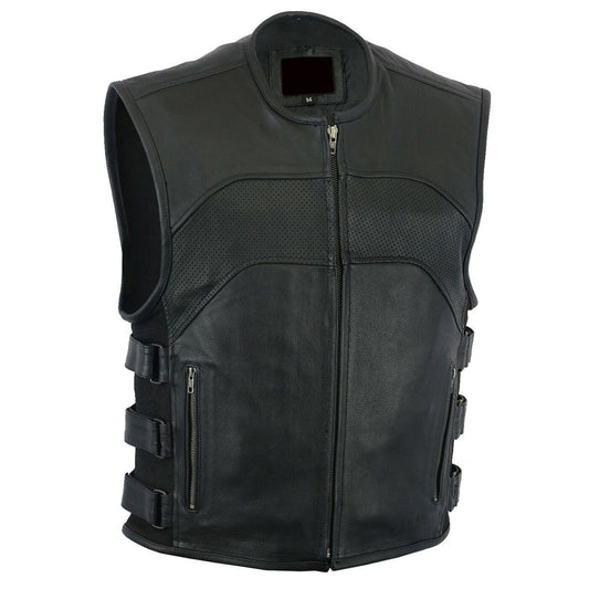 Men Motorcycle Cowhide Club Leather Vest Men Motorcycle Cowhide Club Leather Vest