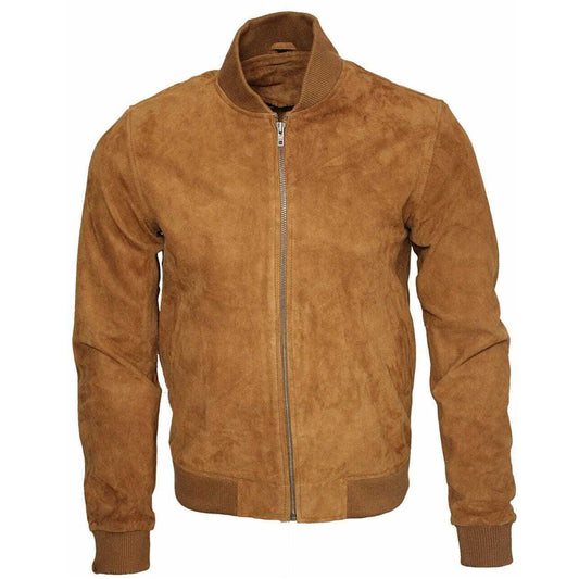 Men Brown Western Bomber Suede Leather Jacket Men Brown Western Bomber Suede Leather Jacket