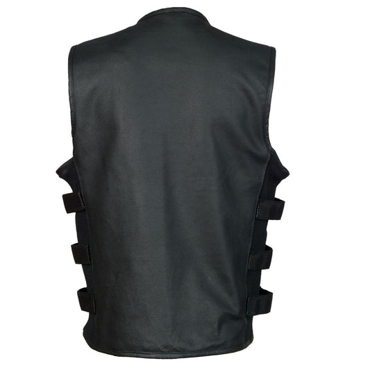 Men S.W.A.T Style Motorcycle Leather Vest