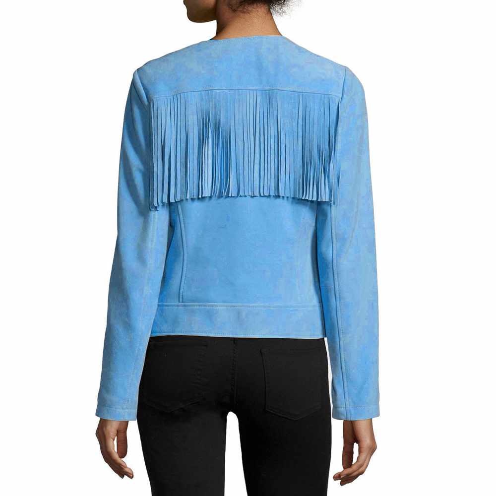 Women Slim Fit Fringe Leather Fashion Jacket