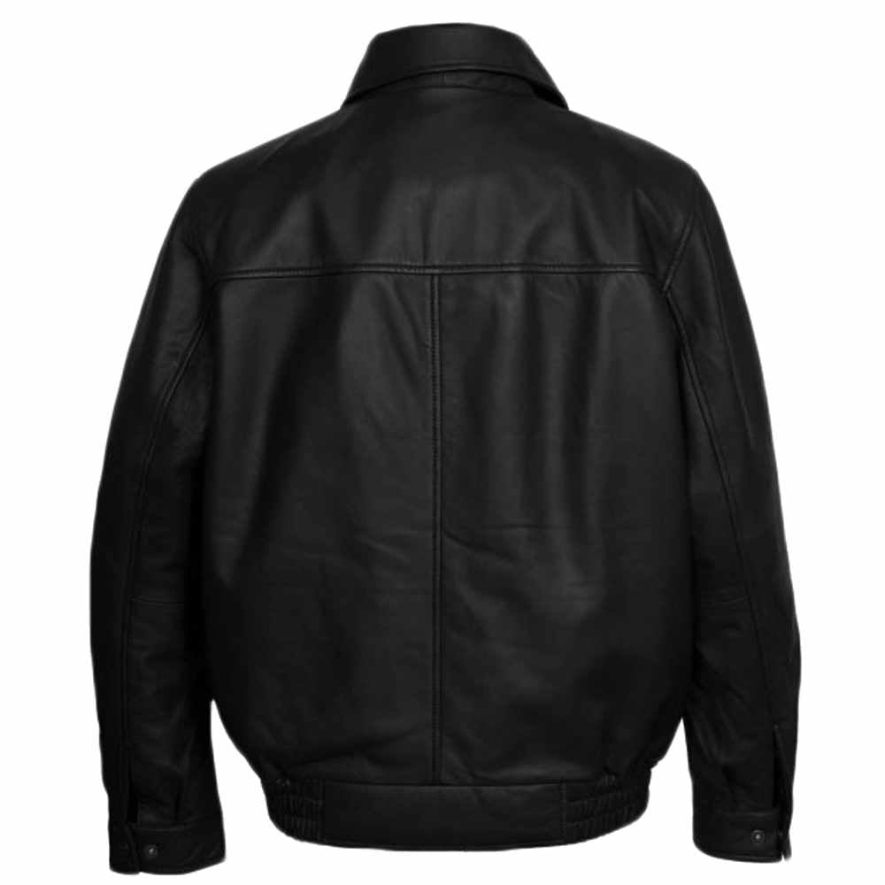 Men’s Black Genuine Leather Bomber Jacket