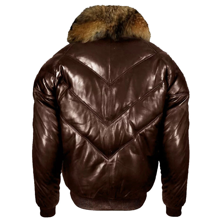 V-Bomber Jacket With Fur Collar