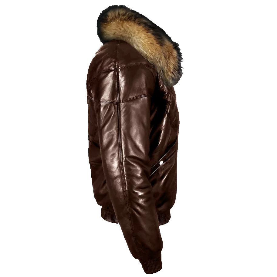 Men's Dark Brown V-Bomber Jacket