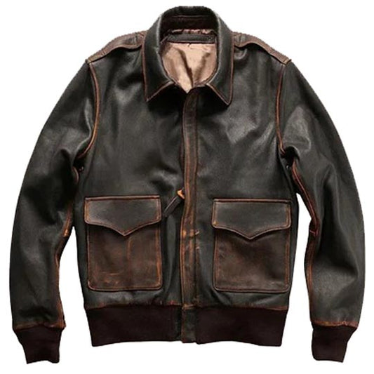 Men Brown Aviator A2 Military Pilot Leather Bomber Jacket Men Brown Aviator A2 Military Pilot Leather Bomber Jacket