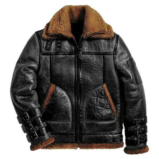 Men Aviator RAF B3 Shearling Bomber Black Leather Pilot Jacket Men Aviator RAF B3 Shearling Bomber Black Leather Pilot Jacket
