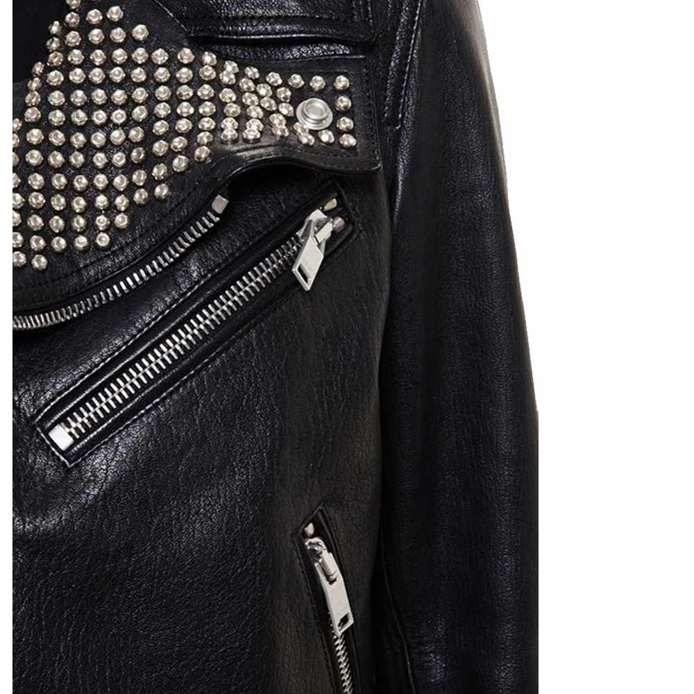 Men Black Leather Studded Brando Motorcycle Leather Jacket