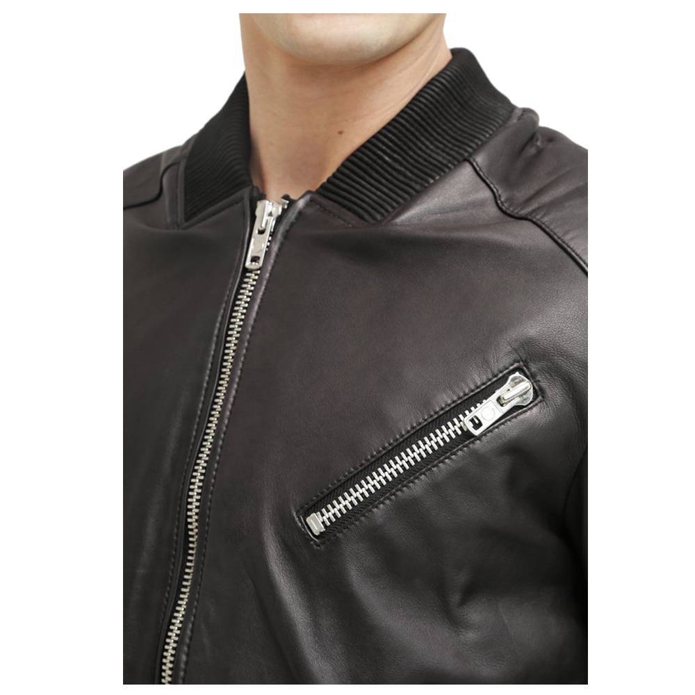 Men American Bomber Leather Jacket zoom view